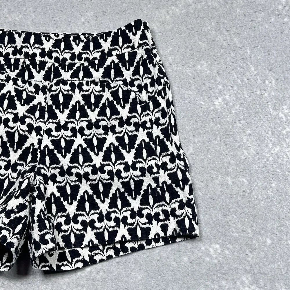 Anthropologie Shorts Women 2 Black White Print Cartoonier Lithograph High Waist